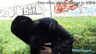 Public Agent - 18 years old brunette student had beautiful tits and fucks outdoors for the first time