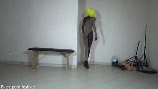 Her skinny ebony body and tits are perfect and she is also goofy