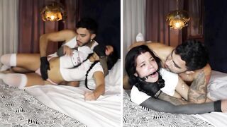 Intruder fucks me hard, ties me up, dominates me, and cums inside me!