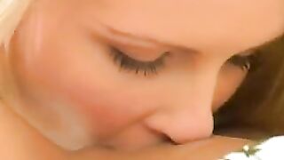 Teen blonde lesbian babe licking