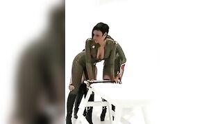 Lesbian BDSM Latex Two doms punish a sub