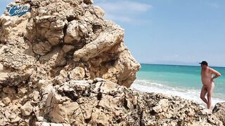 German milf fucked and cummed on the nudist beach in Greece