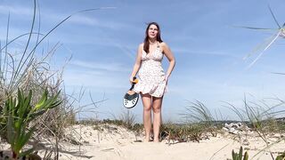 One day at the public nudist beach in Portugal. Naked tennis and masturbation near strangers. Part 1