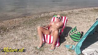 Horny Voyeur MILF Beth Likes Showing Off Her Hairy Pussy At The Beach