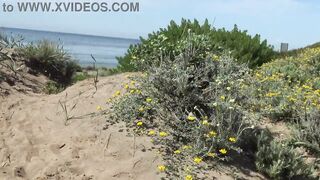 CREAMPIE CLEAN UP: stranger licks the cum from previous stranger who fucked my hairy pussy on the beach