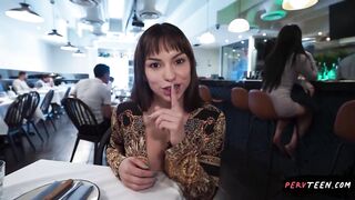 Sneaky Waitress Fucks Me Hard in the Restaurant... We Get Caught