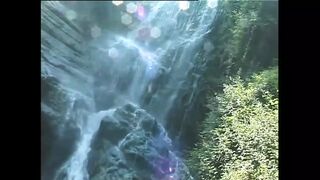 Beautiful Sexy Brunette MILF with Small Tits Masturbates Her Pussy at the Waterfalls