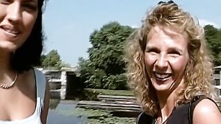 Two hot German bitches sucks big dick and share sperm