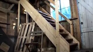 Busty French police officer stuffs her cunt with purple dildo