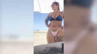 I let the young guy touch my pussy on the beach and of course I also touched his dick