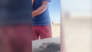 I let the young guy touch my pussy on the beach and of course I also touched his dick