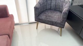 My slutty neighbor asks her cuckold husband for money and he doesn't give it to her, and that's when I force her to give me her pussy for a few pesos.