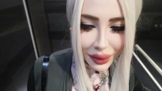 Hard fucked a stranger in the elevator, public sex with a neighbor in the house
