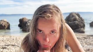 Blonde Teen Gets Fucked On Public Beach While Strangers Could see Us (we don't care)