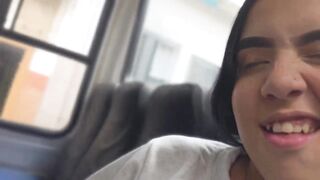 She sucks my dick on the public bus and then we end up fucking in a hotel.