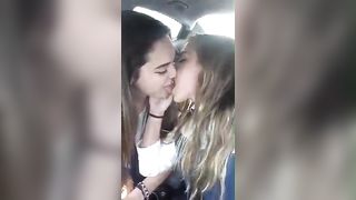 Hot lesbian teen kiss.