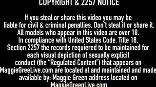 Maggie Green & Carmen Valentina Lick Dildo Clean After Sex!