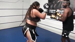 Sparring in the Boxing Ring with a Session Girl - Darrius vs Fiesty Feminista