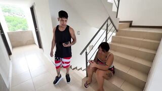 My cuckold husband doesn't give me money for my expenses and I resort to asking the horny neighbor and he offers me a fuck in exchange for the money.