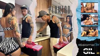 LATINA MILF FUCKS WITH YOUNG PLUMBER AS PAYMENT FOR HER SERVICES-SALOMÉ GIL