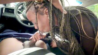 Giving Head in The Car And Cum Swallowing