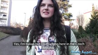 Public Agent Italian loves sucking and riding cock in public