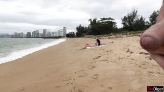 Babe Can I Cum On Your Tits? - Public Cock Flashing On The Beach