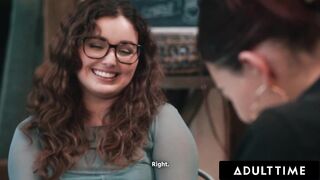 ADULT TIME - PAWG Leana Lovings Gets A Taste Of Trans Dick During Sensual Fuck With T-Girl Emma Rose