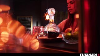 Shemale Werewolf Surprise - Sexy Transgender with HUGE Tits Makes Redhead Girl Swallow Cum