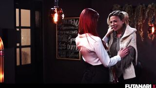 Shemale Werewolf Surprise - Sexy Transgender with HUGE Tits Makes Redhead Girl Swallow Cum