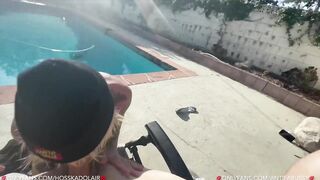 Hot Bi Big Dick Daddy Muscle Hunk & Sexy Tattooed FTM Outdoor Passionate Sex Fucking By The Pool