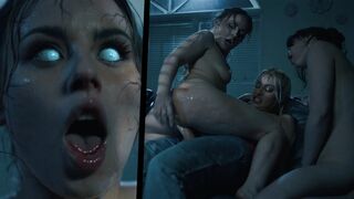 Police Raid Turns into Futa Threesome - Possessed Lesbian Parasited Fuck and Trans Shemale Cumshots