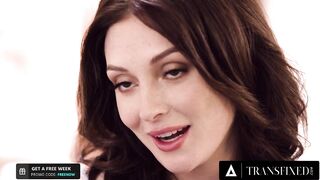 TRANSFIXED - Tattoo Babe Deepthroats Newly Lesbian Trans BFF And Let's Her CUM On Her Pussy!