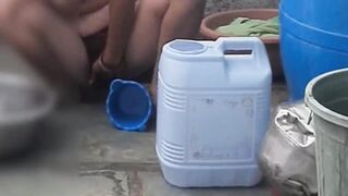 Rajasthani daughter in law taking bath