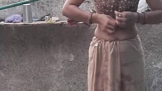 Rajasthani daughter in law taking bath