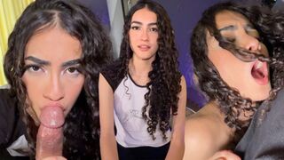 Beautiful 18-year-old Latina nervously records her first sextape for her profile.