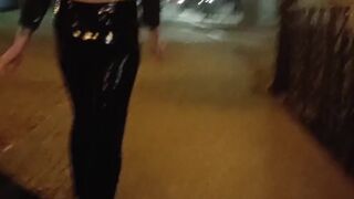 Domina Katrix public latex nylon ass highheels walking Latex Fetish World