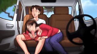 Summertime Saga - Busty Stepmom sucks a huge cock and gives the best blowjob