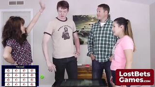 Tessa, Jesse, Jake, and Leilani bring in a cards strip game