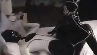 Lesbian couple enjoy in rubber catsuit
