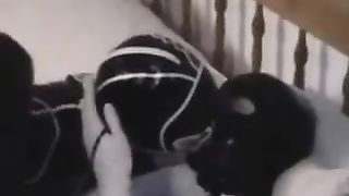 Lesbian couple enjoy in rubber catsuit