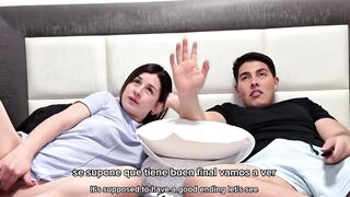 I watch movies with my stepsister and we end up fucking hard until I cum in her tight vagina.