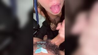 My lover fills my tits with cum and my husband sucks my tits and my lover's cock