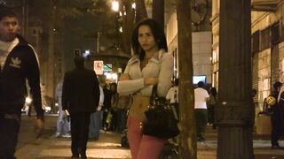 woman on the street persuaded to have sex in the hotel, when she got there the woman had a hard cock in her pants