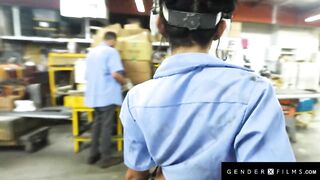 Dirty Workshop - New Hire Drilled by Trans Latina Lola Morena in River Lynn’s Steamy Office Orgy