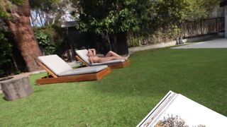 Super Slut Lily Phillips sunbathes NAKED in front of Step Brother