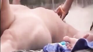 Nude Beach - Lesbian Fingering Kissing & Nipple Play