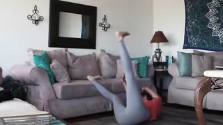 Young amateur girls in softcore yoga action 7