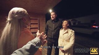 SWAP4K. Swap wives ended up as hot threesome with a big cock