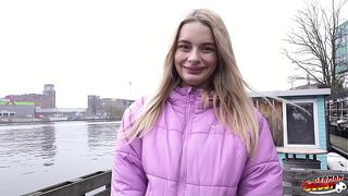 GERMAN SCOUT - Big natural Saggy Tits Nurse Naomi Love talk to Pick Up Casting Fuck